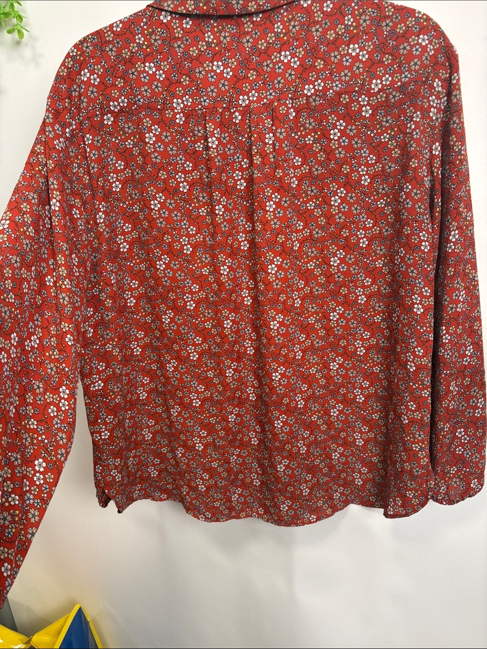 Max Studio Rust-Red Floral Button Front Blouse - Picture 10 of 12